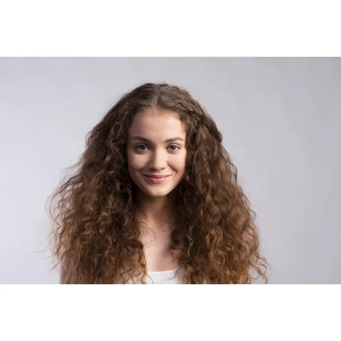 Girl with Long Brown Frizzy Curly Hair