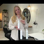 A hairstylist explaining the difference between three gels for curly hair